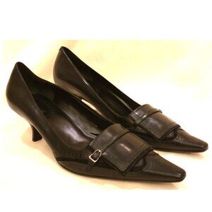 Enzo Angiolini Italy Pump Heel Dress Shoes Sz-10M Black Leather